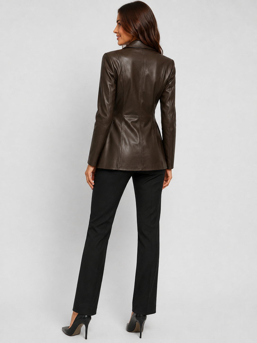 Blazer Cuir Marron Femme