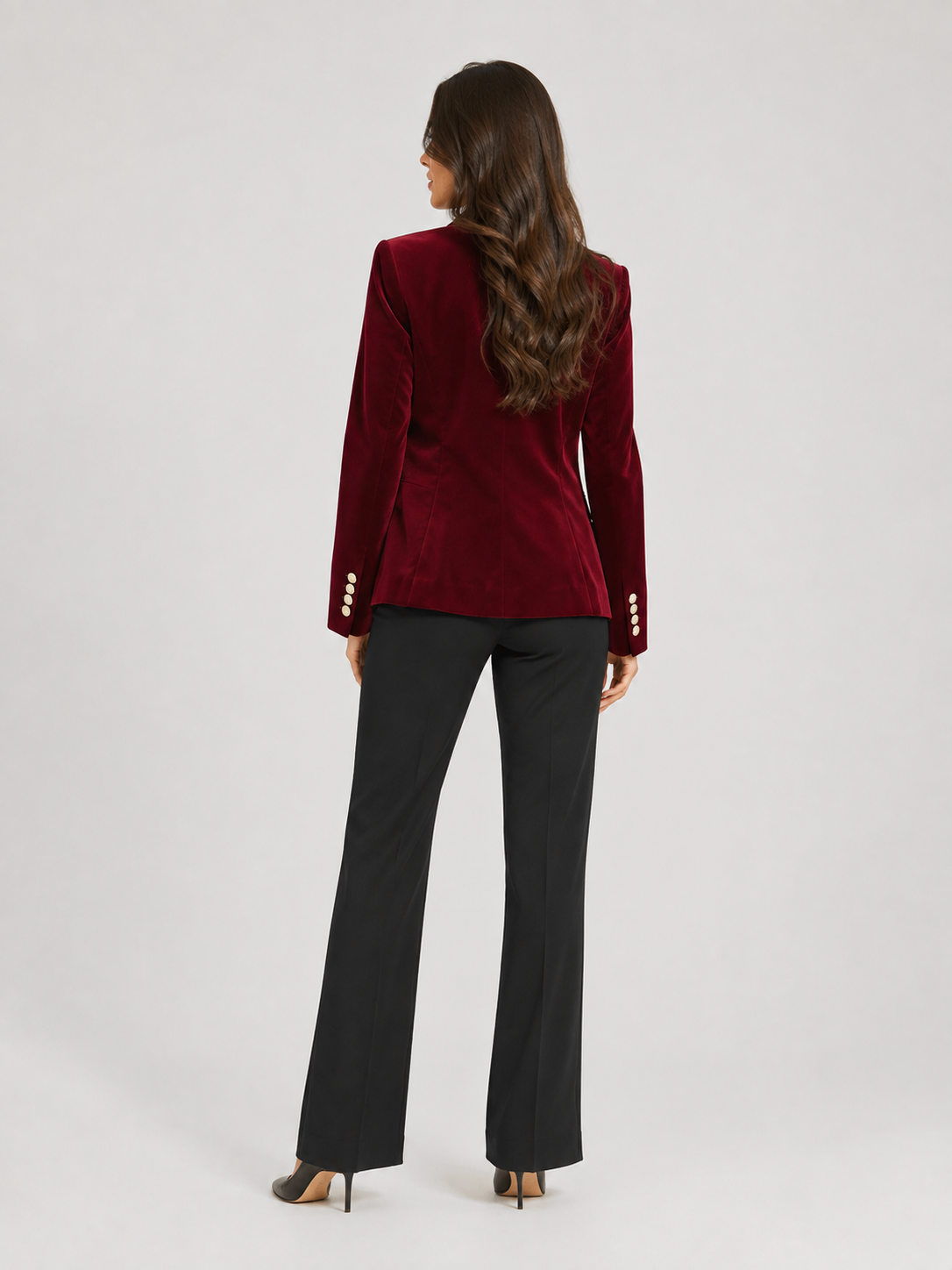 Veste Blazer Velours Femme Marron