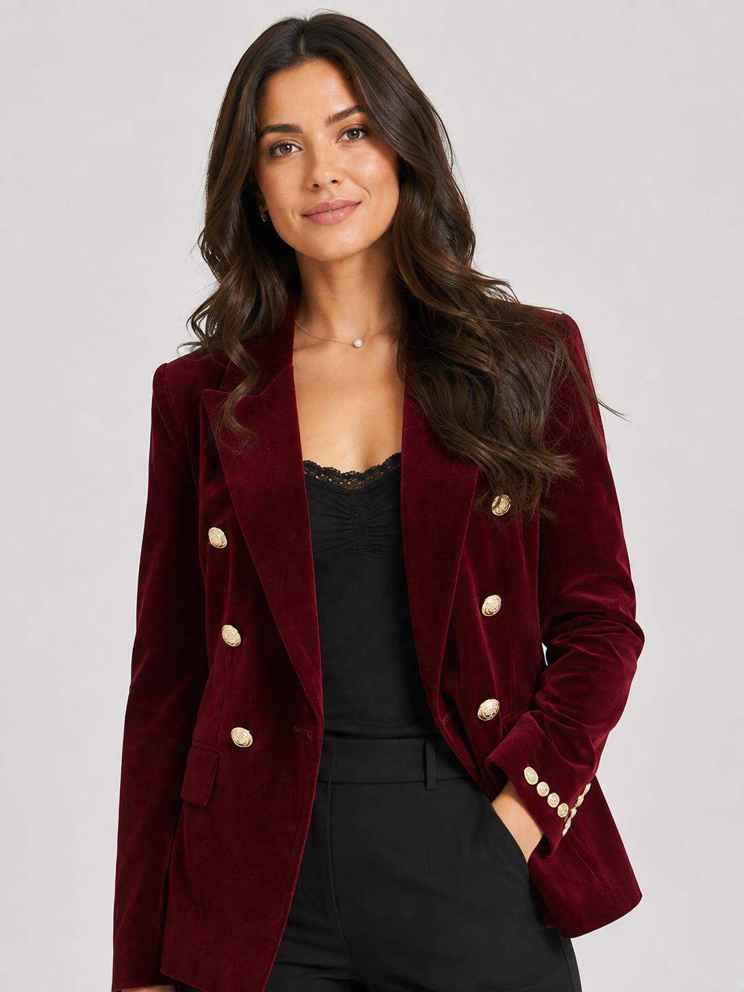 Veste Blazer Velours Femme Marron