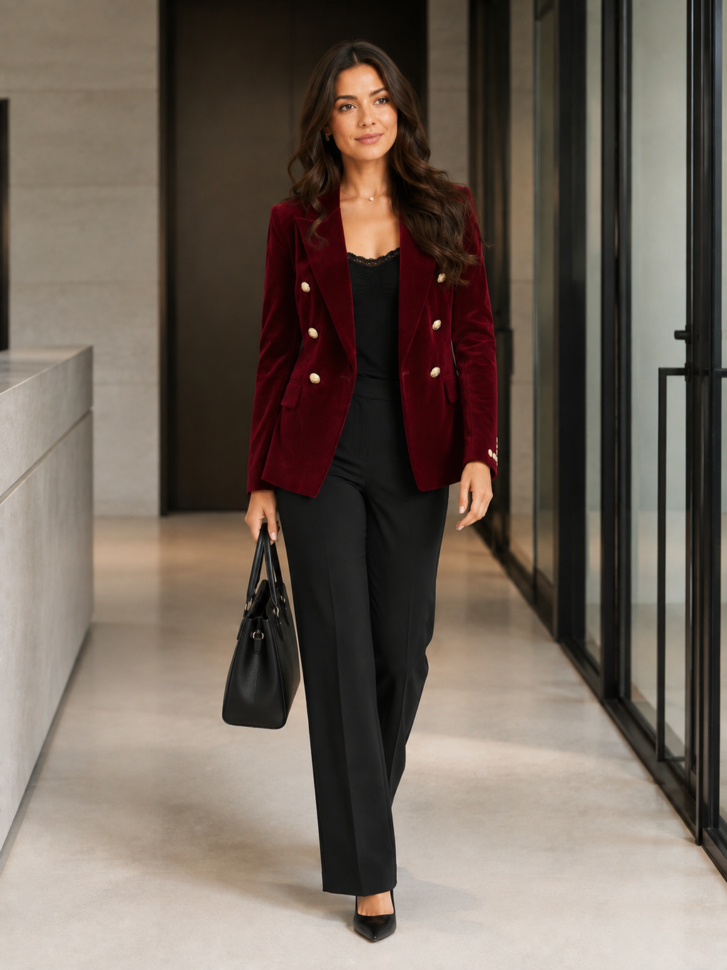 Veste Blazer Velours Femme Marron