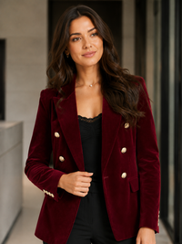 Veste Blazer Velours Femme Marron