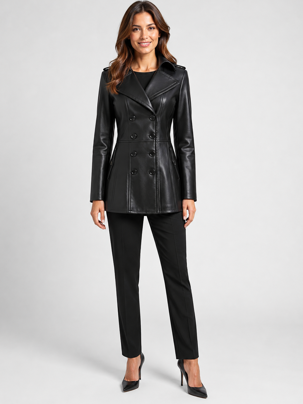Blazer En Cuir Noir Femme