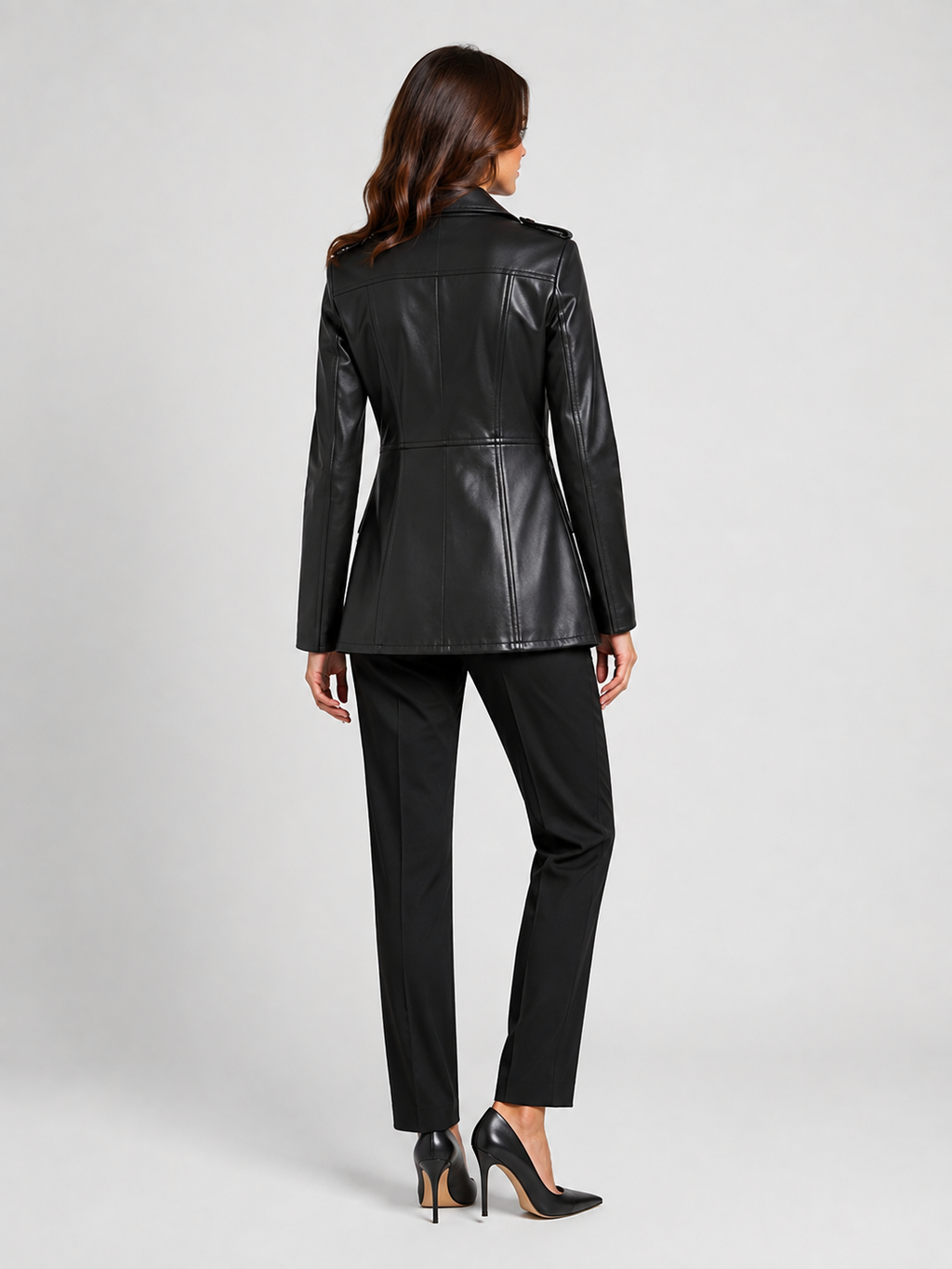 Blazer En Cuir Noir Femme