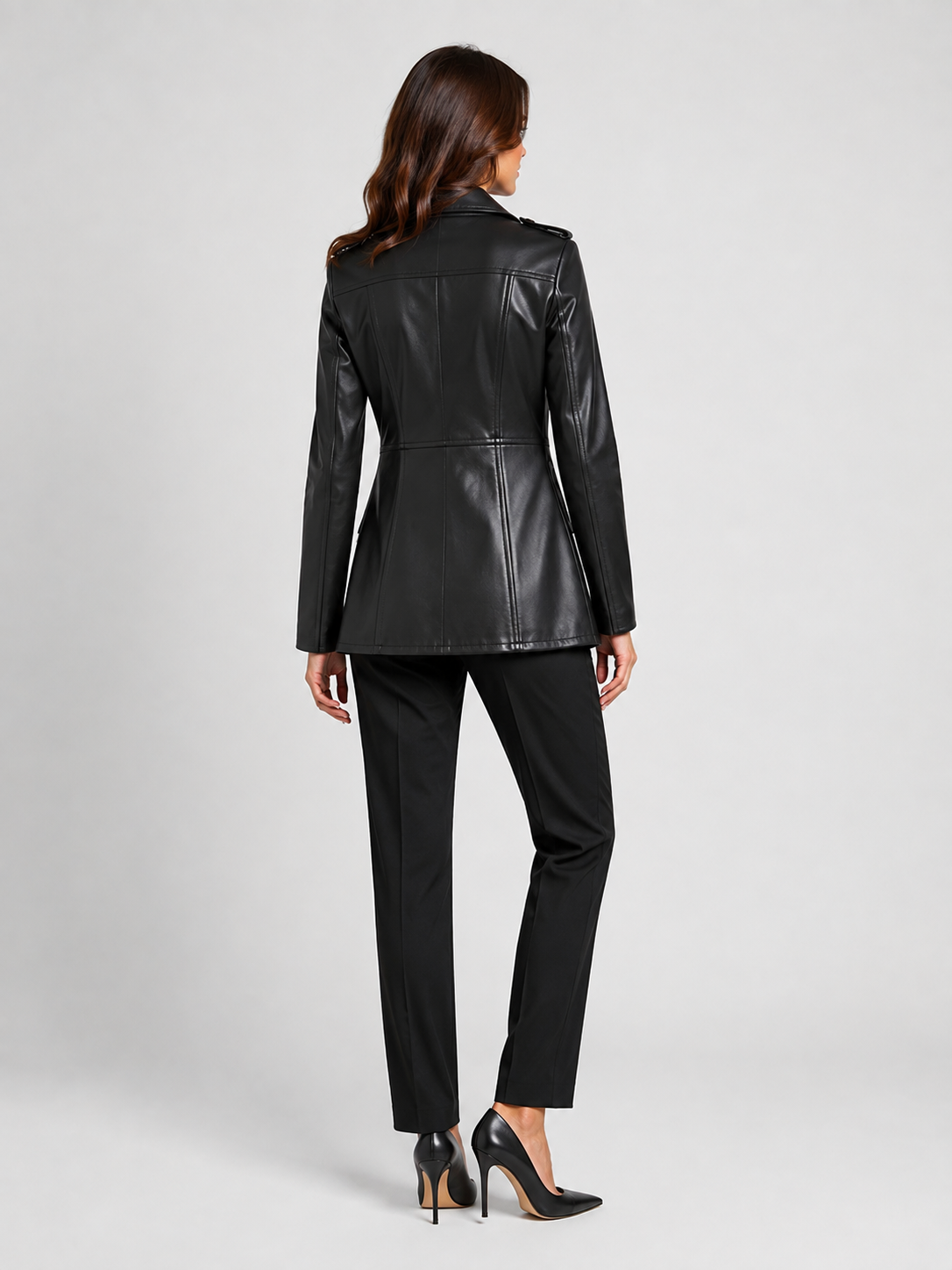 Blazer En Cuir Noir Femme