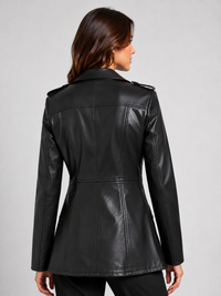 Blazer En Cuir Noir Femme