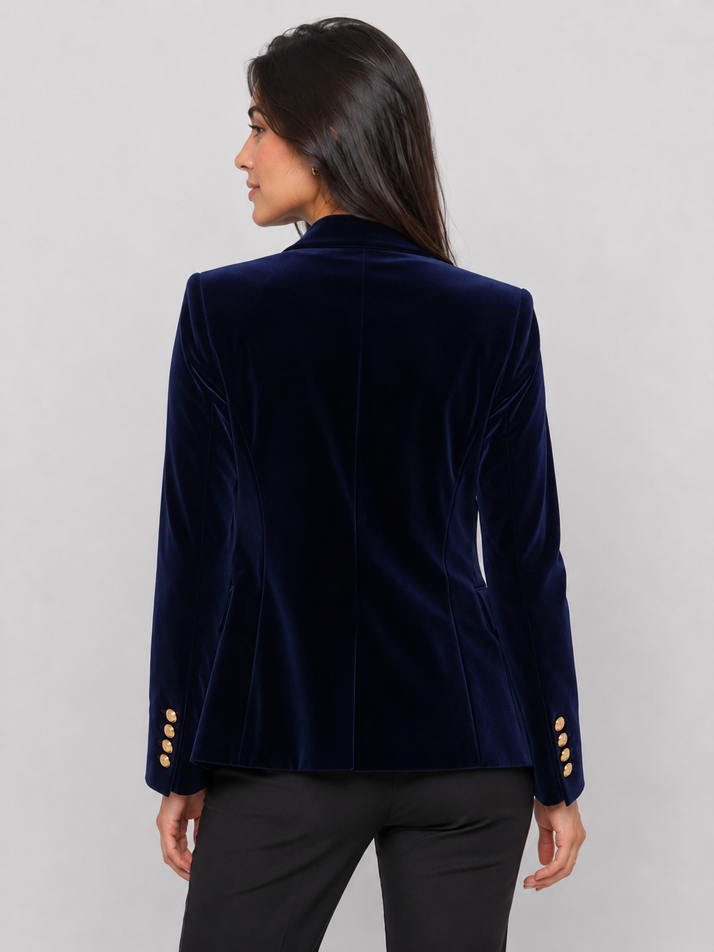 Blazer Velours Femme Bleu Nuit