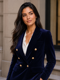Blazer Velours Femme Bleu Nuit