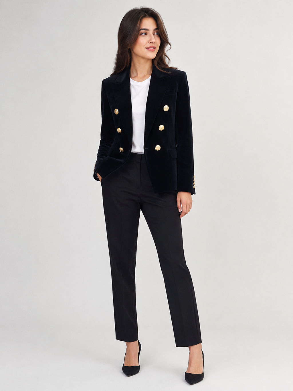 Blazer Velour Noir Femme