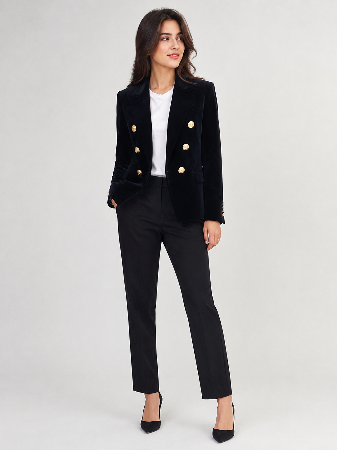 Blazer Velour Noir Femme
