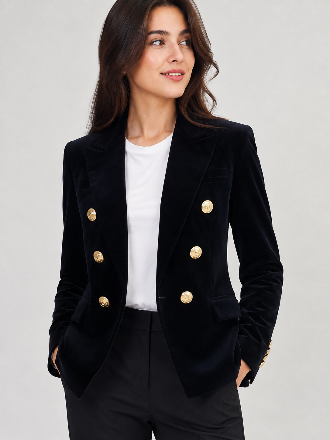 Blazer Velour Noir Femme