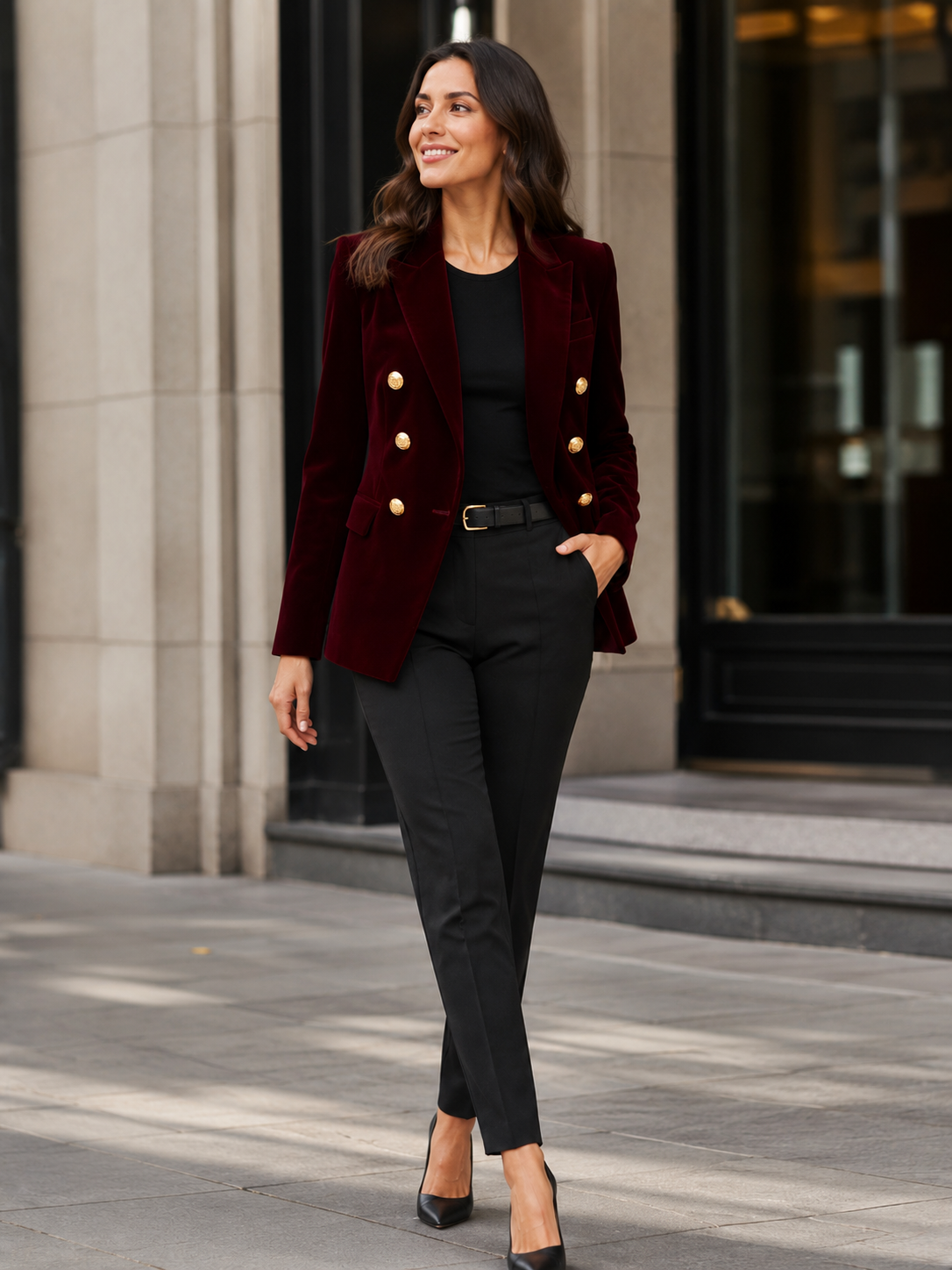 Blazer Rouge Velours Femme