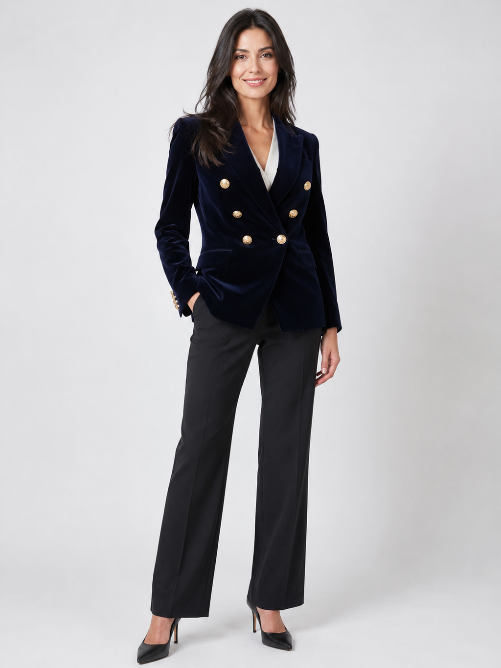 Blazer En Velours Bleu Femme