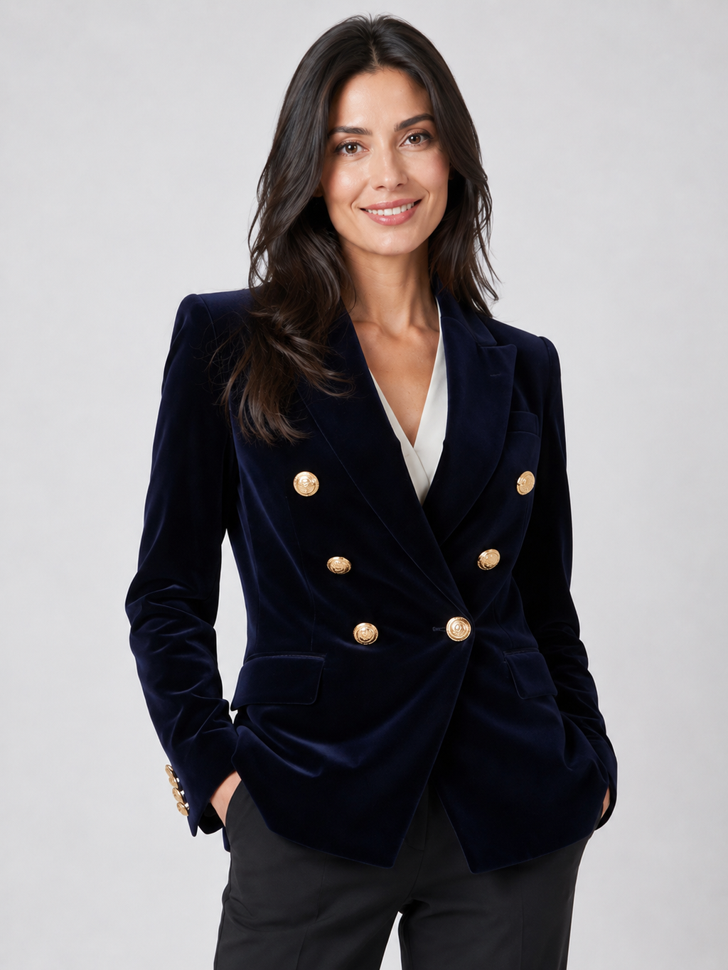 Blazer En Velours Bleu Femme