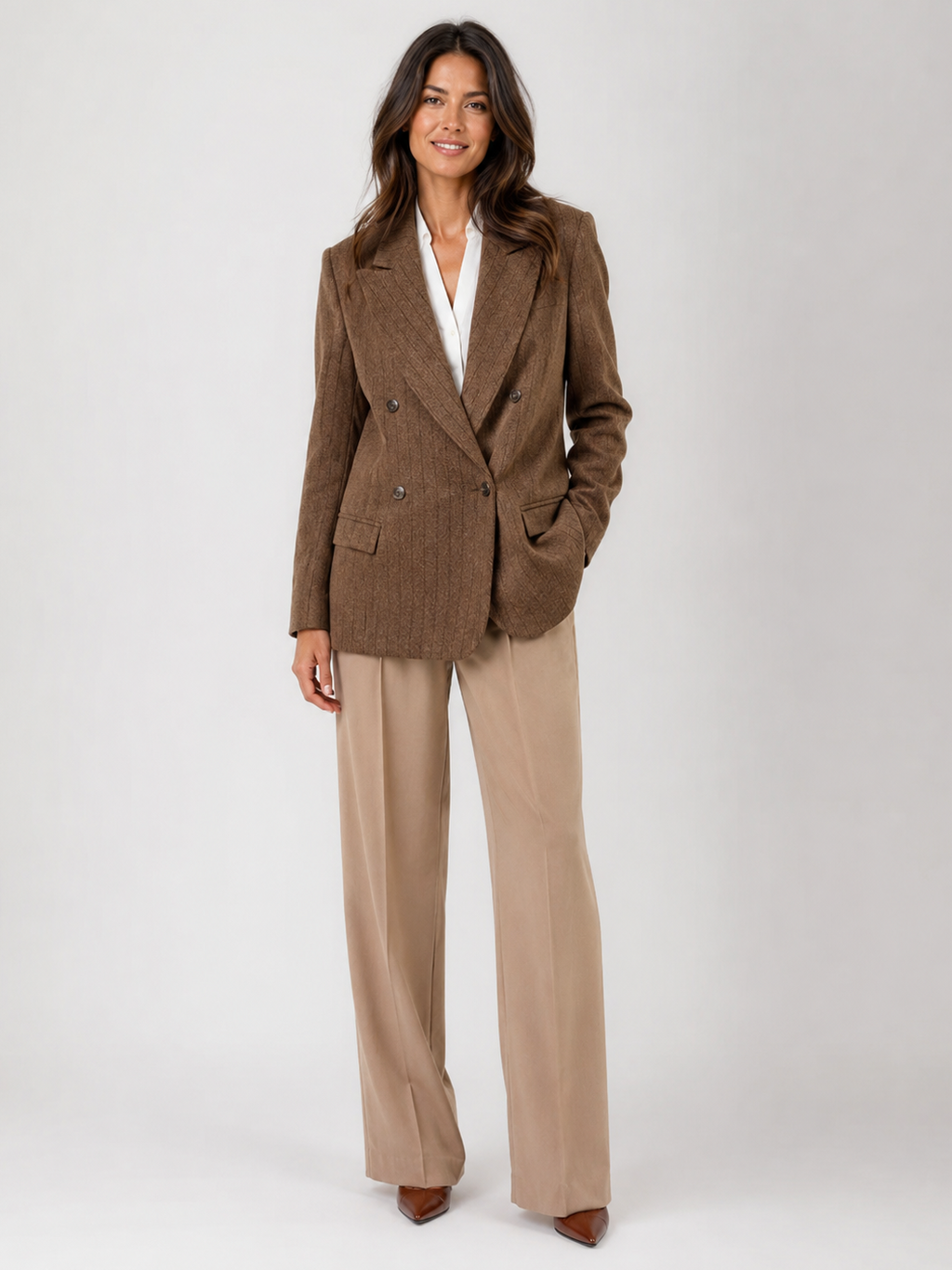 Blazer En Laine Marron Femme