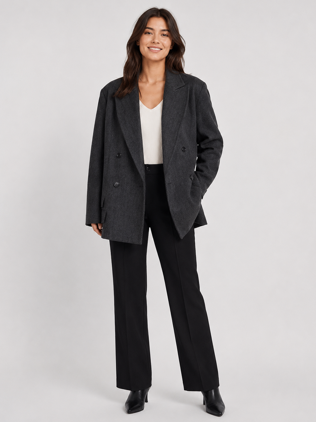 Blazer Femme Gris Laine
