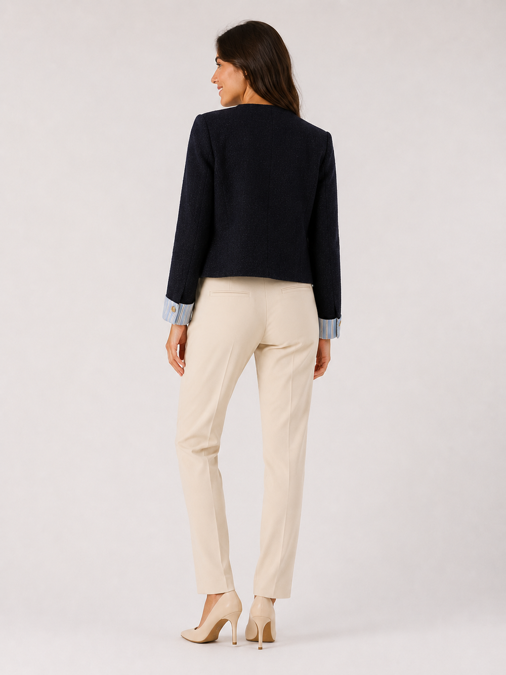 Blazer Court Femme Bleu Marine