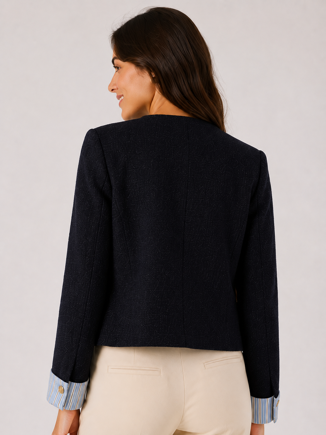 Blazer Court Femme Bleu Marine