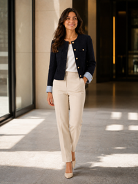 Blazer Court Femme Bleu Marine