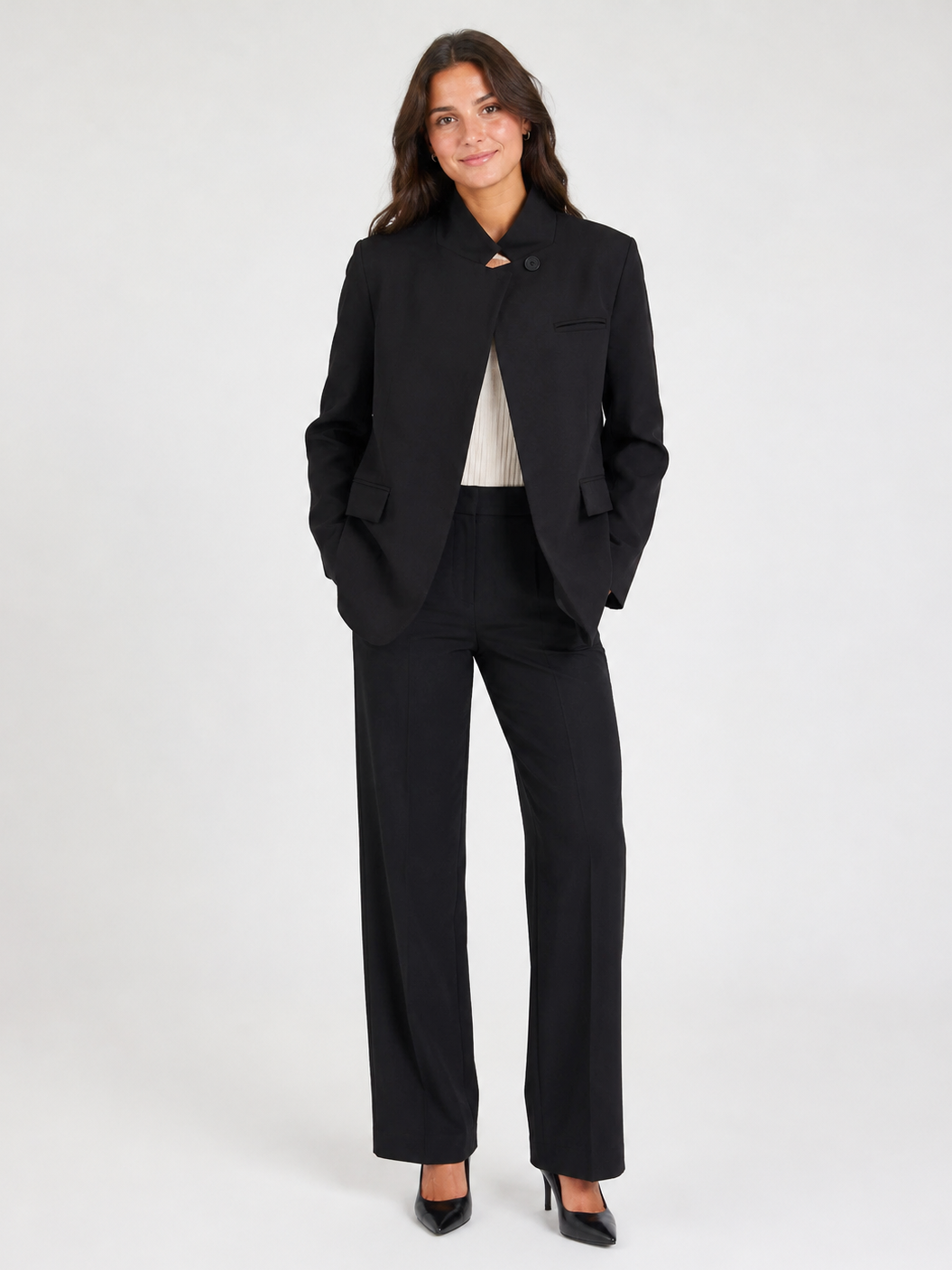 Veste Blazer Longue Noire Femme