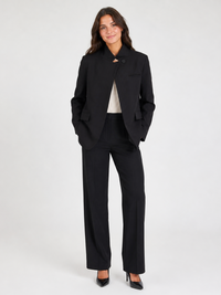 Veste Blazer Longue Noire Femme