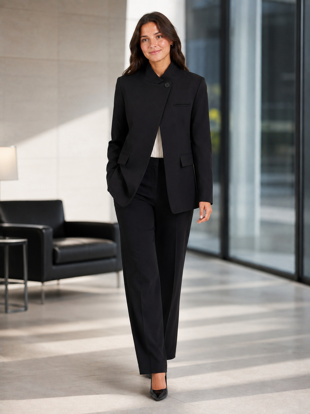 Veste Blazer Longue Noire Femme