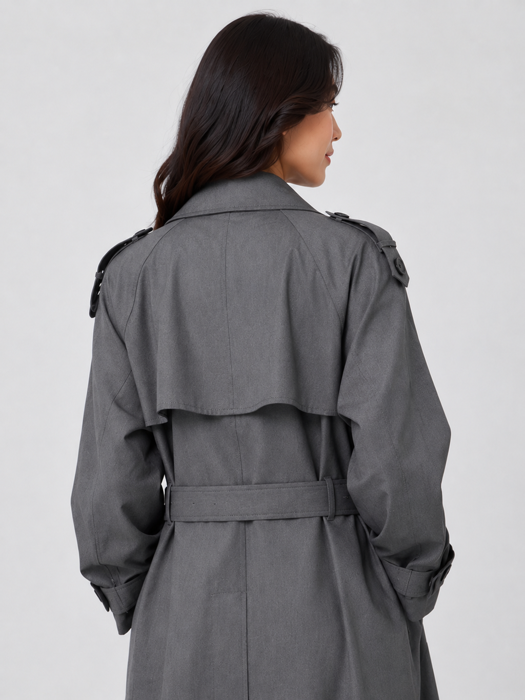 Trench Long Gris Femme