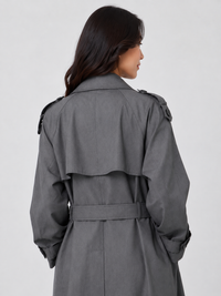 Trench Long Gris Femme