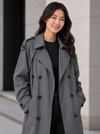 Trench Long Gris Femme