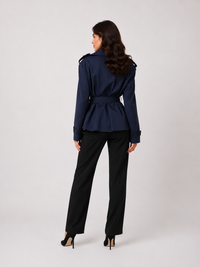 Trench Court Femme Bleu Marine