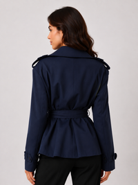 Trench Court Femme Bleu Marine