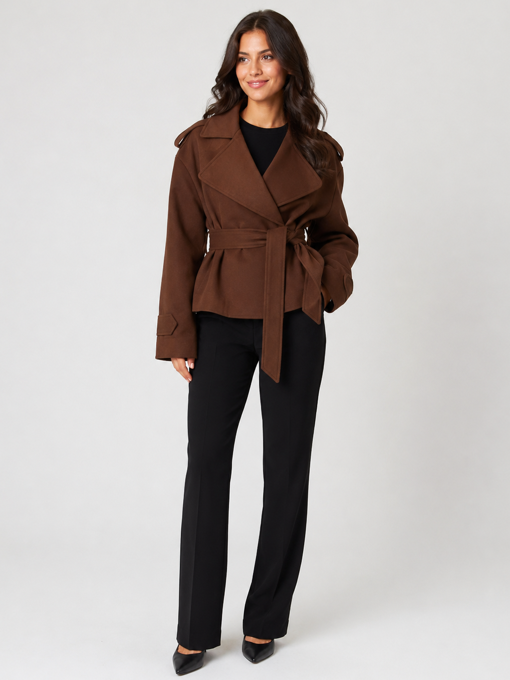 Trench Court Femme Marron
