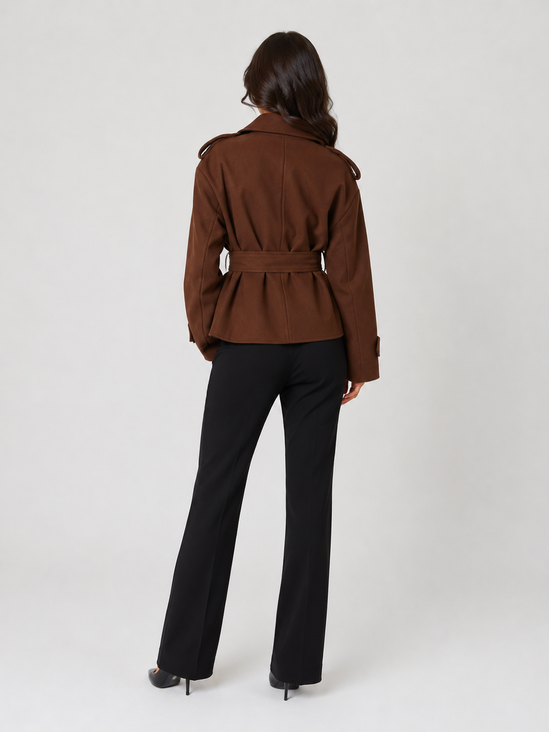 Trench Court Femme Marron