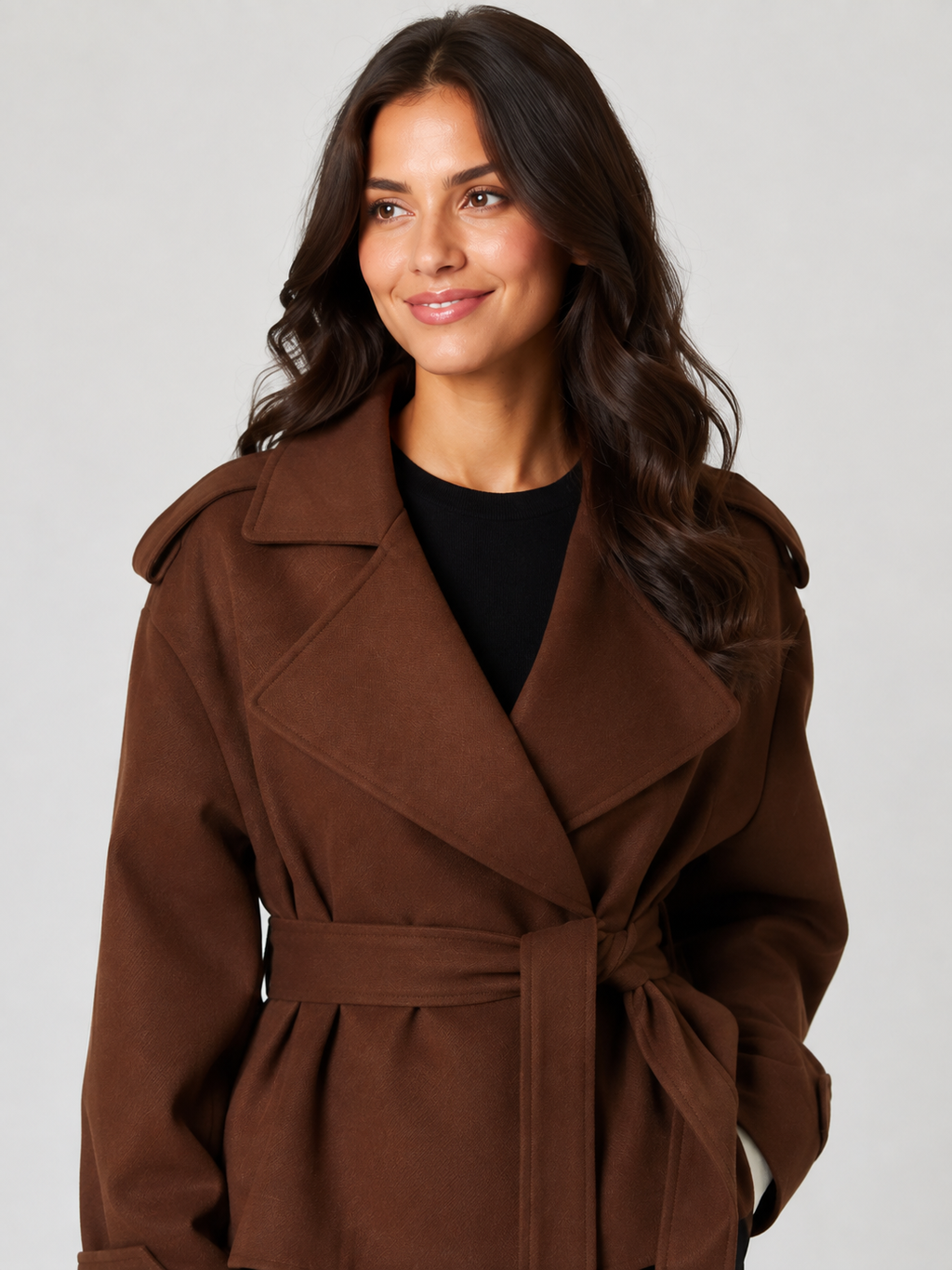 Trench Court Femme Marron