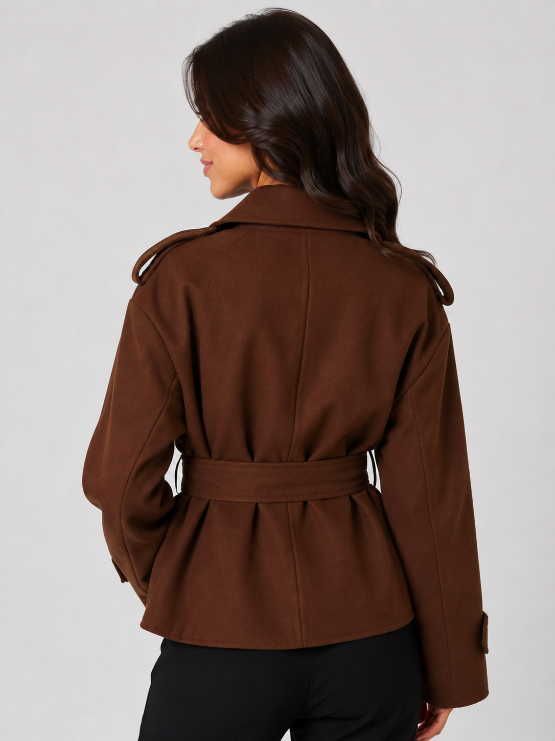 Trench Court Femme Marron