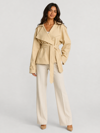 Trench Court Femme Beige