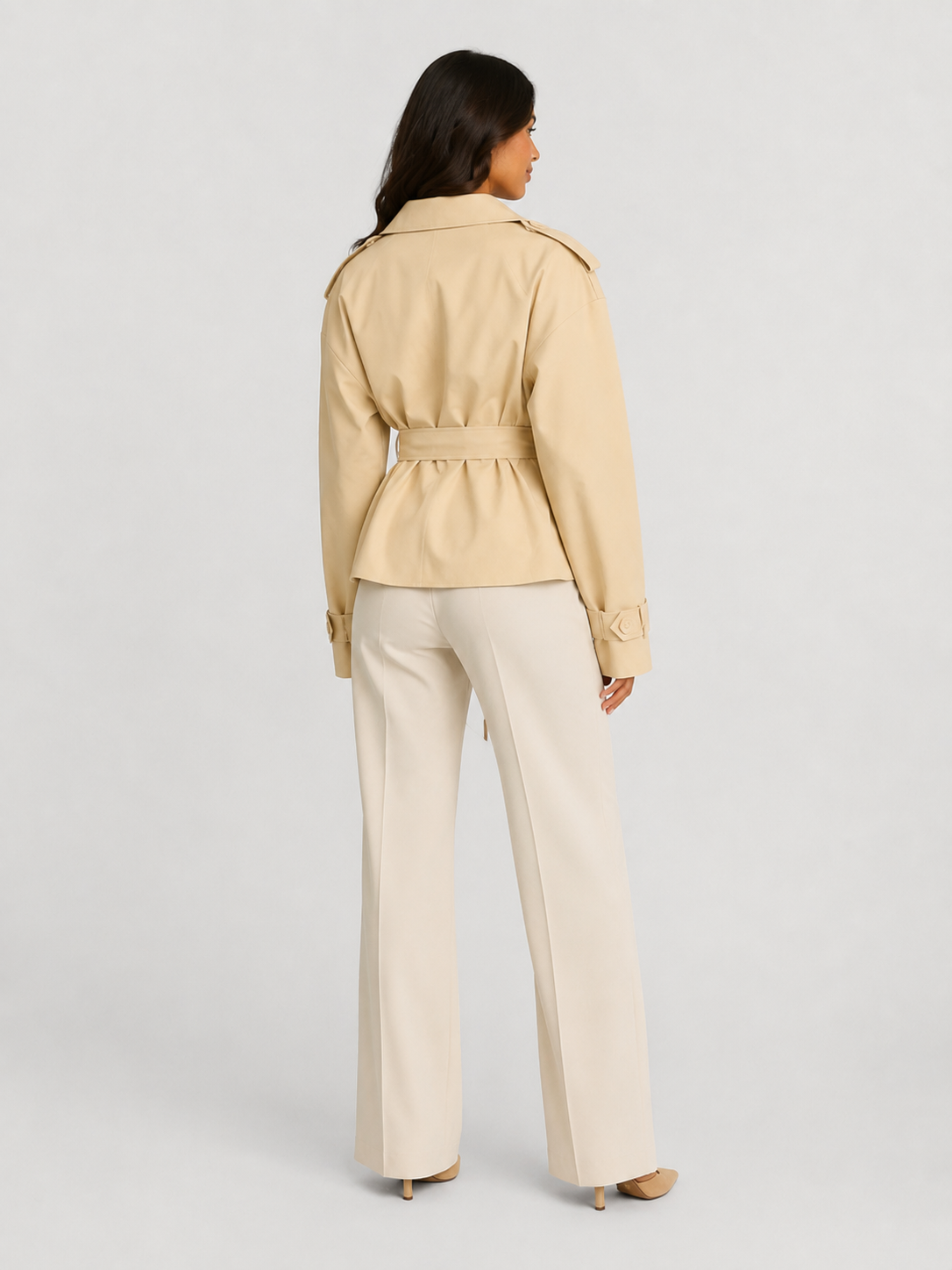 Trench Court Femme Beige