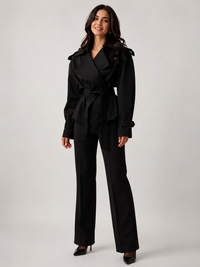 Trench Court Femme Noir