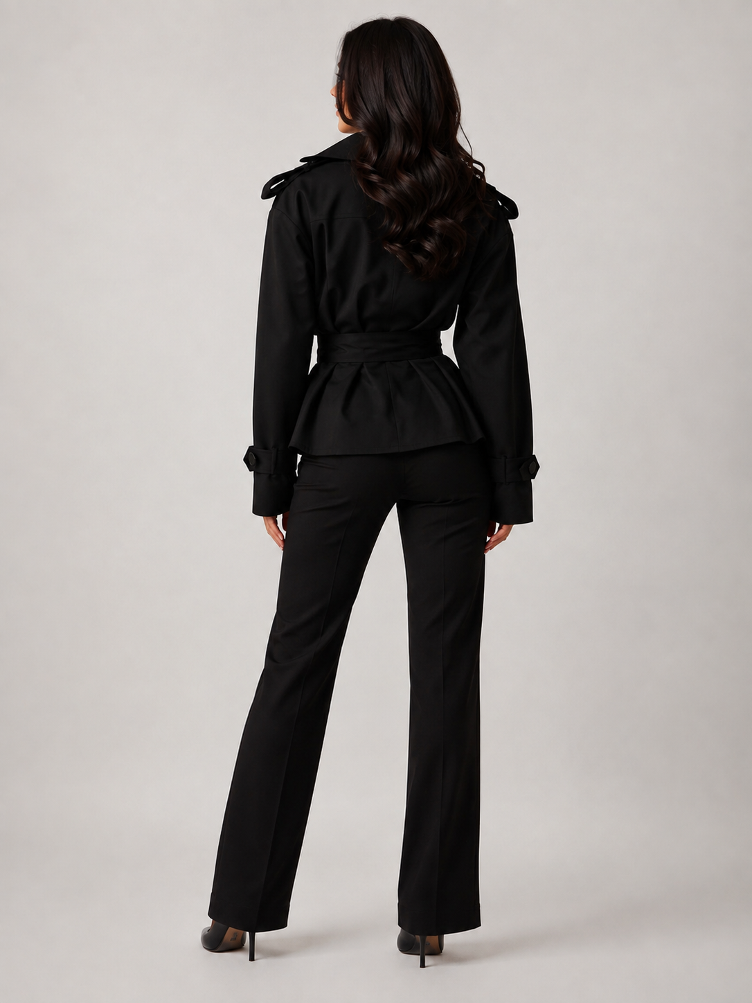 Trench Court Femme Noir