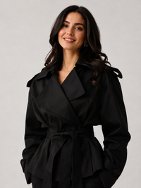 Trench Court Femme Noir