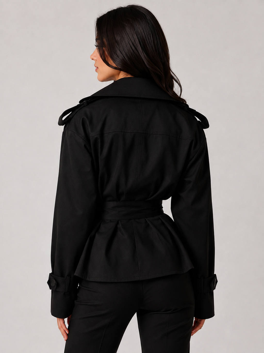 Trench Court Femme Noir