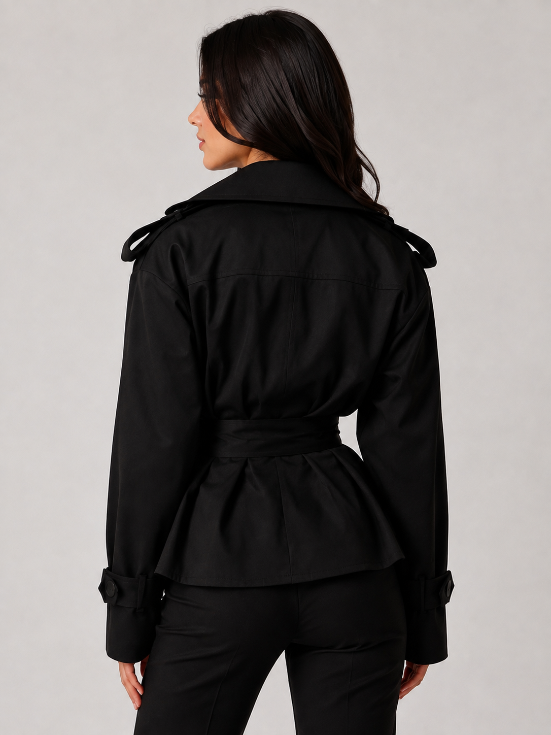 Trench Court Femme Noir