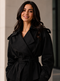 Trench Court Femme Noir