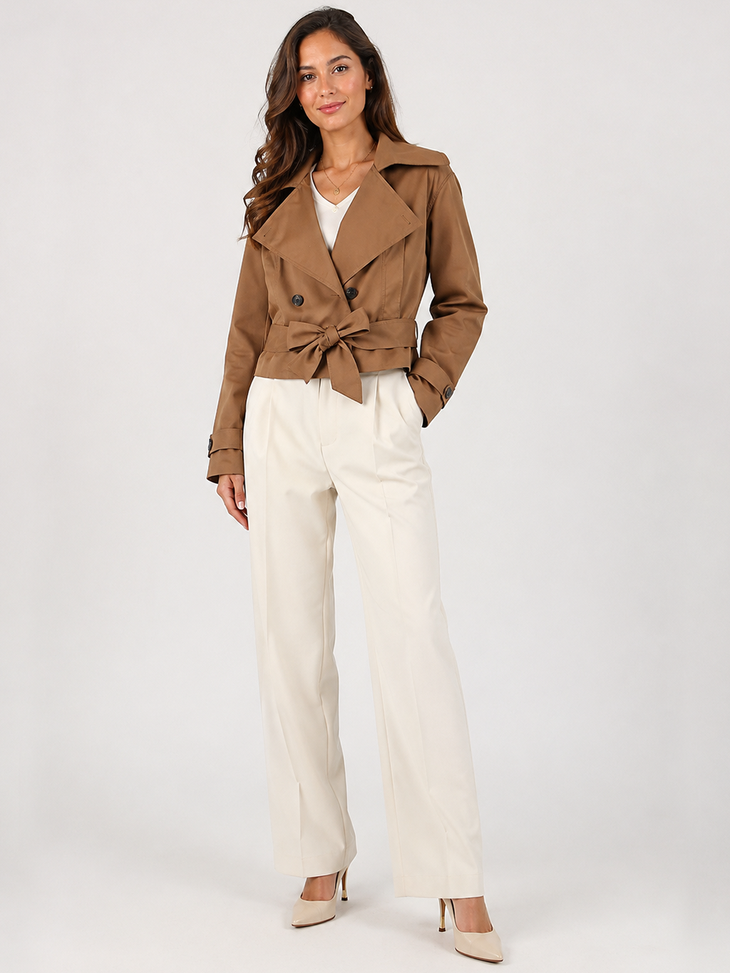 Trench Marron Court Femme