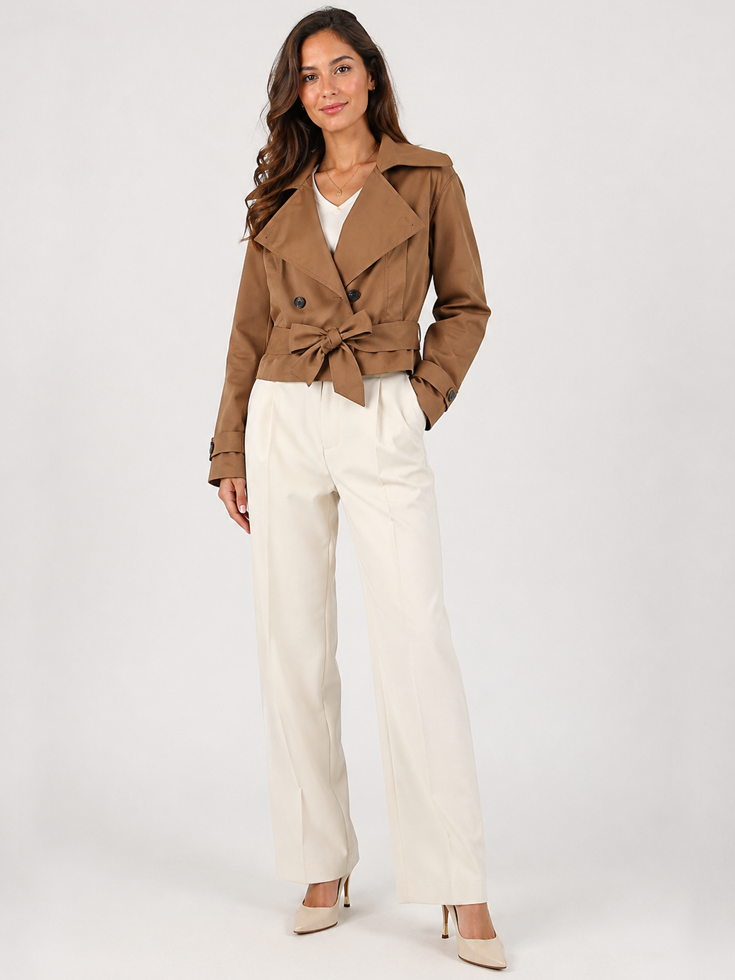 Trench Marron Court Femme
