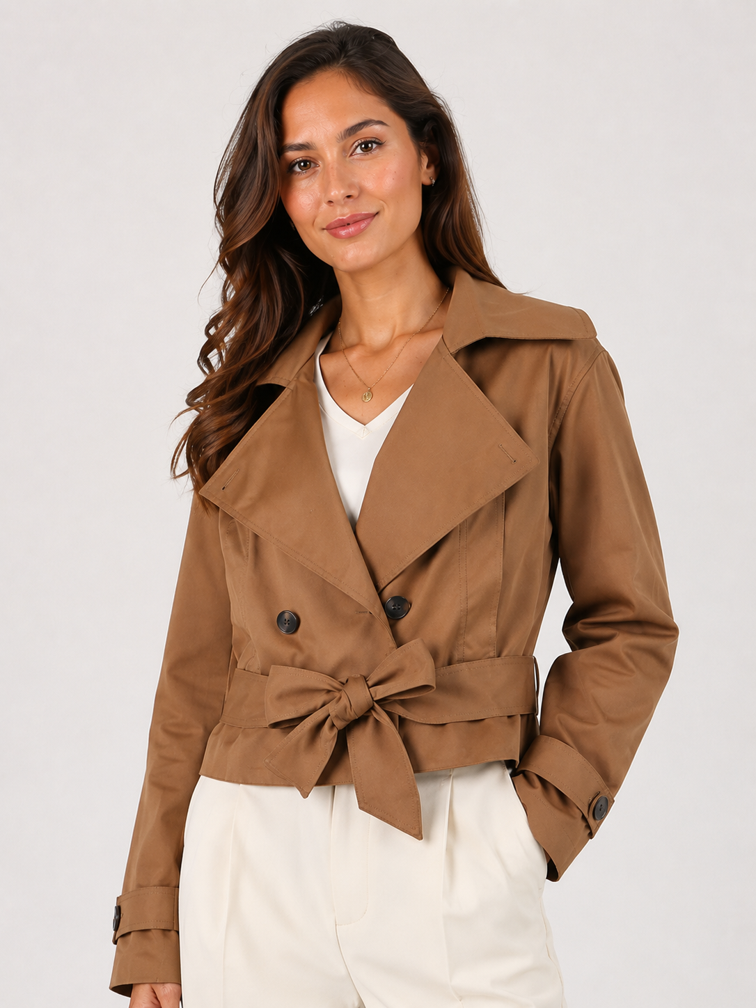 Trench Marron Court Femme