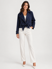 Trench Bleu Marine Femme Court