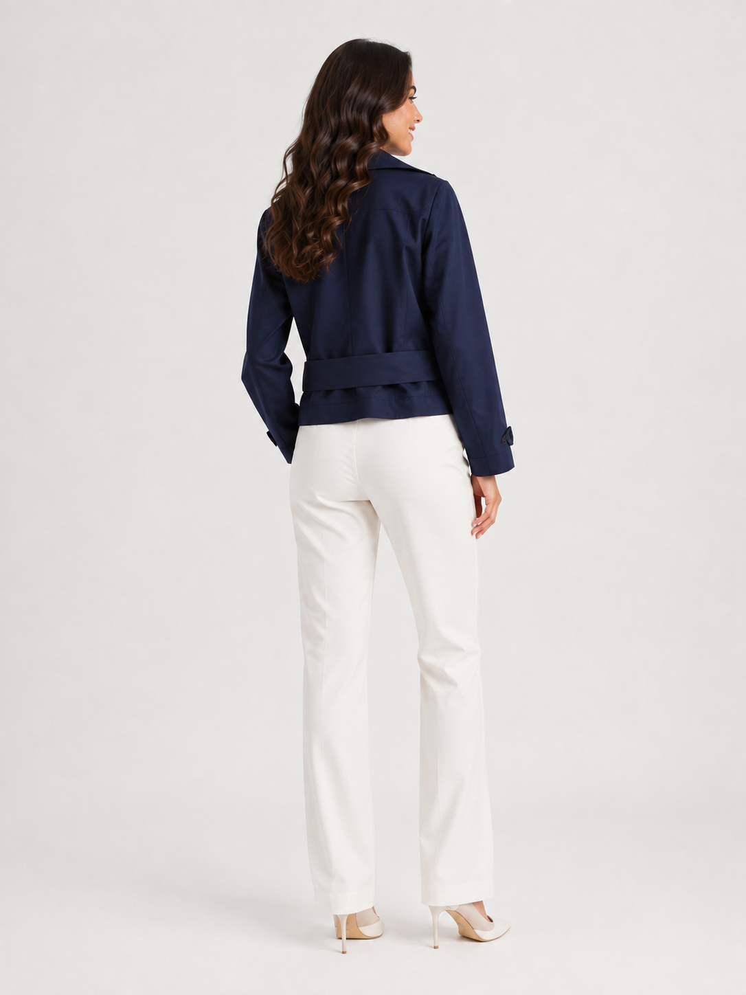 Trench Bleu Marine Femme Court