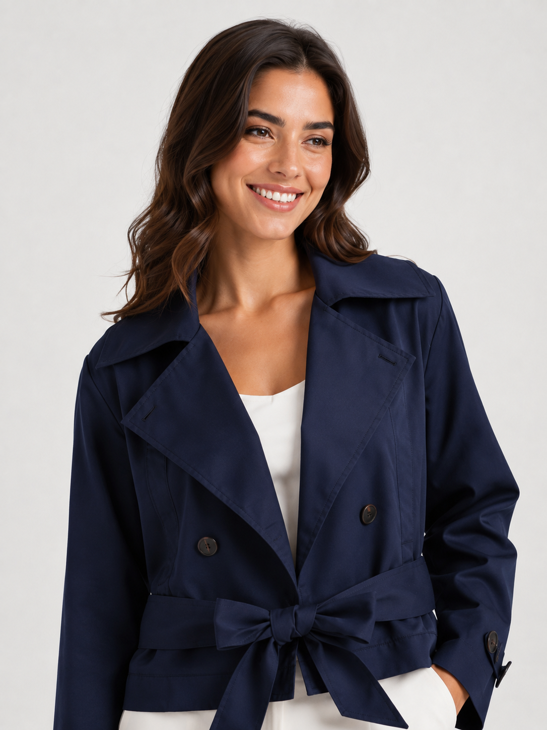 Trench Bleu Marine Femme Court