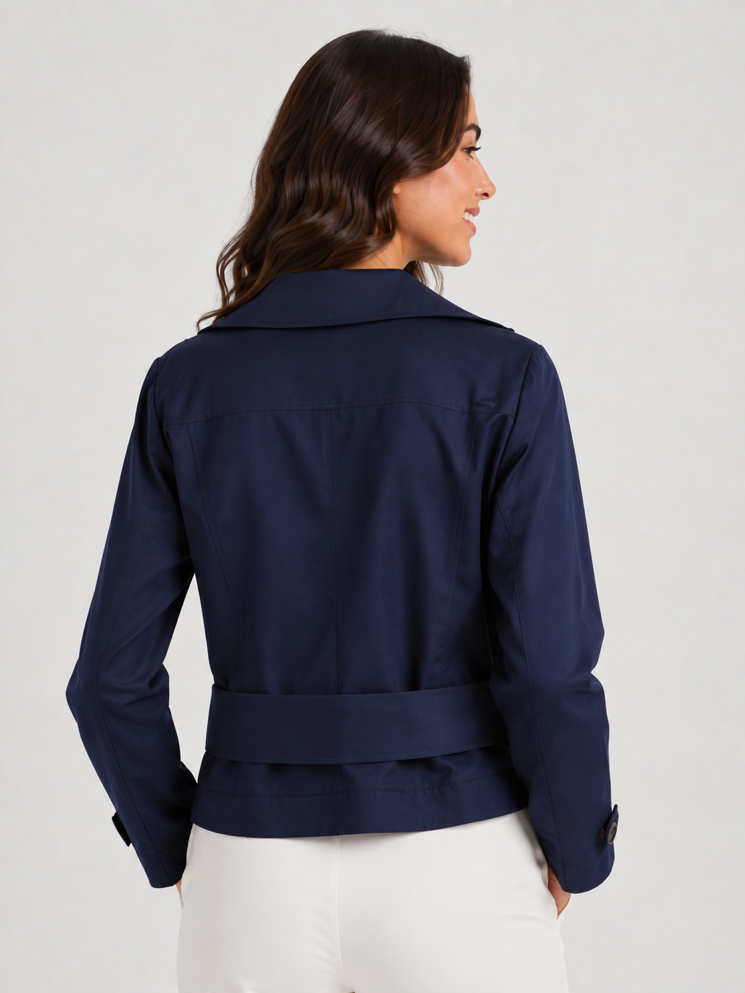 Trench Bleu Marine Femme Court