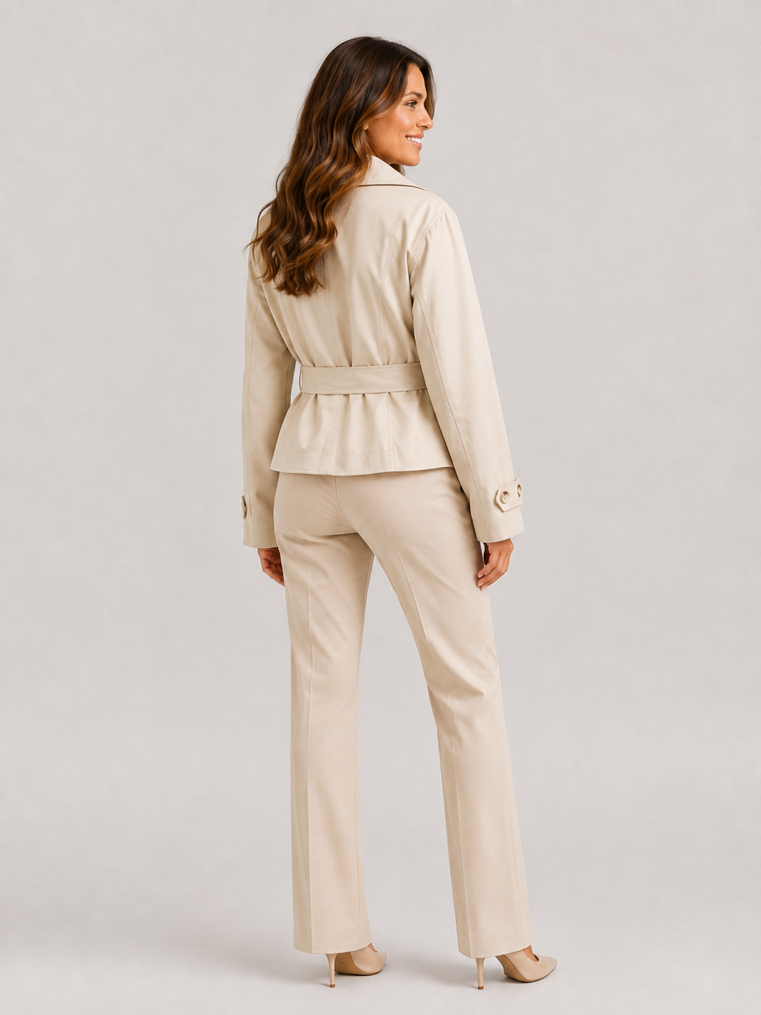 Trench Coat Femme Court Beige